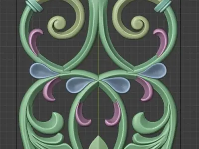Carved decor vertical  3D model