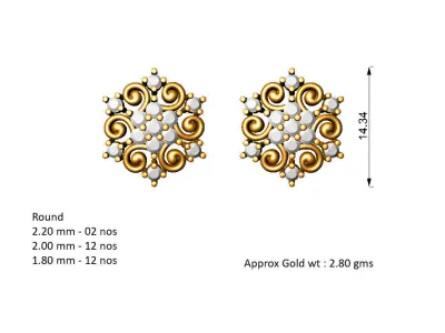 Curl Shape Flower Design Earring 3D print model