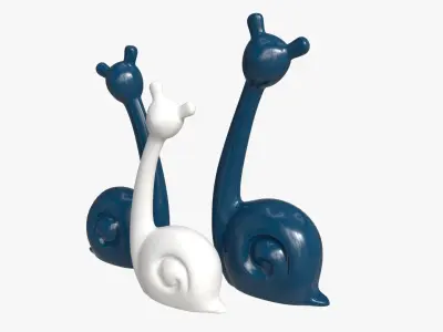 Abstract Animal Snail Ceramic Figurine Set 3D model