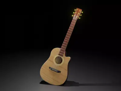 Stylized Acoustic Guitar 3D model  Low-poly 3D model