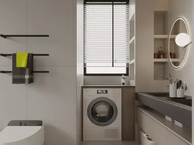 modern bedroom and bathroom 3D model