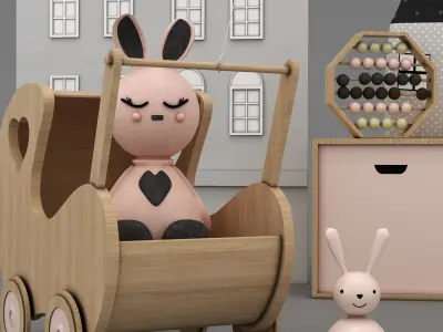 toys and furniture set  Low-poly 3D model