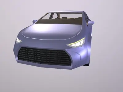 City Car sedan VR AR low-poly 3d model Cartoon with interior Low-poly 3D model