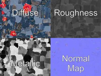 Futuristic Glass Skyscraper with Neon Signs model pack Low-poly 3D model