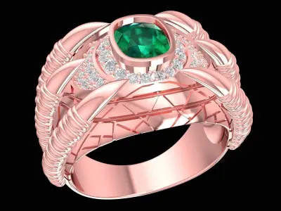 Luxury Woven Band Oval Gemstone Men Ring 3201 3D print model