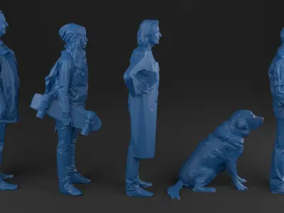 LowPoly Set 01 - printable Low-poly 3D model