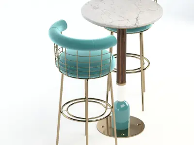 Mezzo Collection Chair and Dining Table 3D model