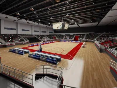 Indoor Basketball Arena 3D Model Low-poly 3D model