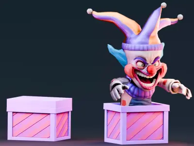 Stylized Halloween Props - Creepy Jack in the Box  Low-poly 3D model
