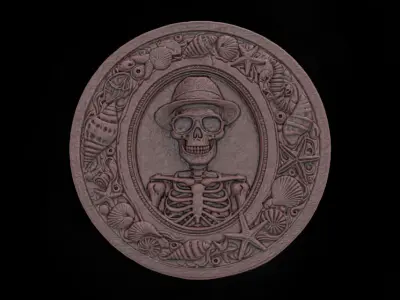 Skeleton Beachcomber 3D Bas-Relief Model for CNC and 3D Printing 3D print model
