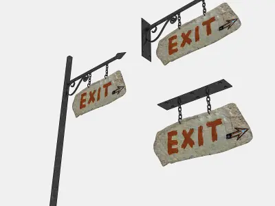 old stone exit sign 02 Low-poly 3D model