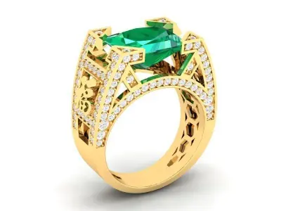 Luxury Emerald Diamond Ring for Men  406 3D print model