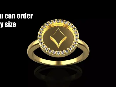 Card diamonds ring model 604 3D print model