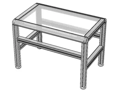 Aluminium Table with Glass Top 3D model