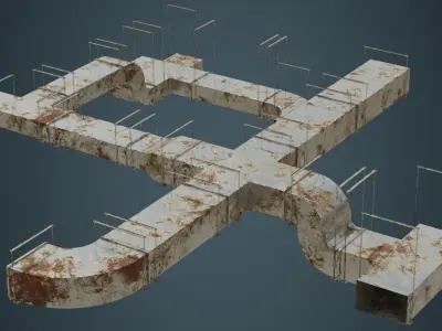 HVAC Duct 1B Low-poly 3D model