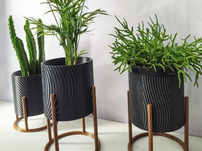 Decorative plant pots set 3D print model