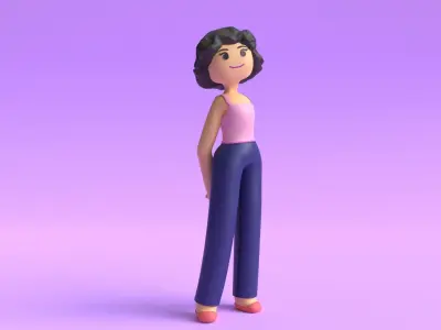 Minimal Cartoon Character Women 3D model