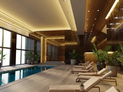 Luxury Swimming Pool 3D model - blend - fbx - obj 3D model