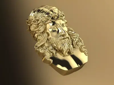 Jesus Head Pendant Jewelry Gold 3D print model