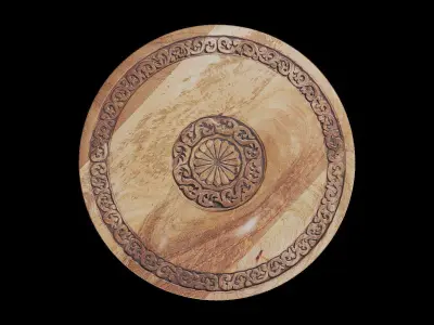 Hand-Carved Round C-Table 3D model