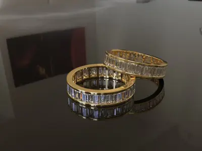 Channel Set Baguette Cut Wedding Band  3D print model