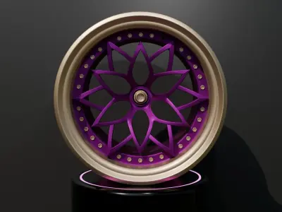 Sport car rim - purple 3D model