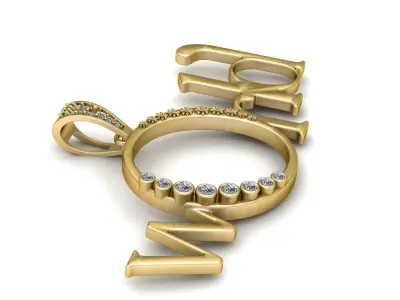 WOULD ALPHABET PENDANT 3D PRINRINT MODEL  3D print model