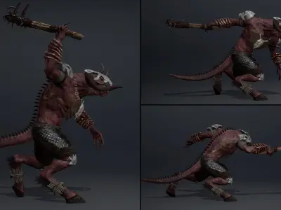 Ghost Barbarian Arm2 Brutal Low-poly 3D model