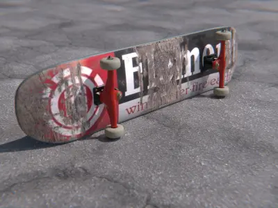 Scratched Skateboard 3D model