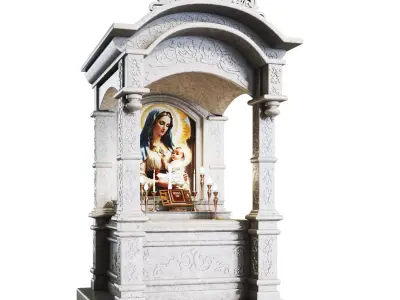 Church interior Altar Low-poly 3D model