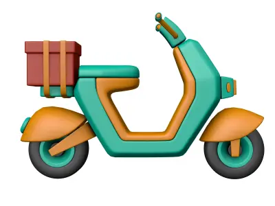 Scooter with gift box Low-poly 3D model