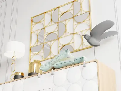 Dresser with decor set 3D model