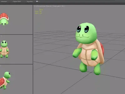 Cartoon baby sea turtle Low-poly 3D model