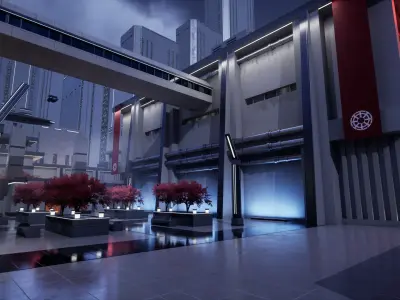 Science Fiction Brutalist City - Unreal Engine Low-poly 3D model