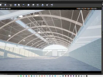 Curved Roof  Warehouse  for Unreal 4 Low-poly 3D model