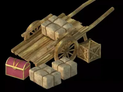 Gmax Ancient Transport Tool - Wooden Cart 3D model