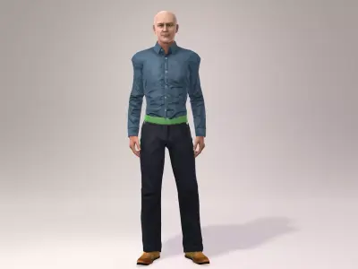 Realistic Old Man 3D Character Model  Rigged  Game Ready Low-poly 3D model