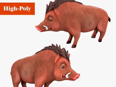 boar   rig  high-poly  textured 3D model