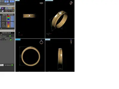 Band 3dm Render Details gold ring with diamond 3D print model