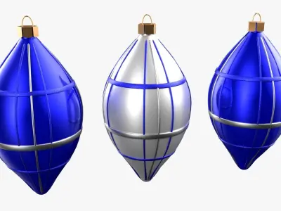 Christmas Tree Ornament Set6 - Blue White Low-poly 3D model