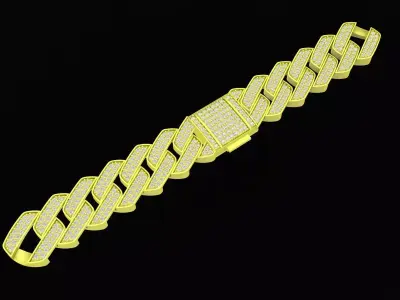 Luxury Cuban Link Pave Diamond Bracelet for Men 4137 3D print model