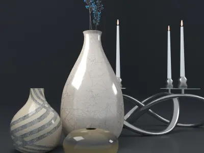 Vases and CandleHolder 3D model