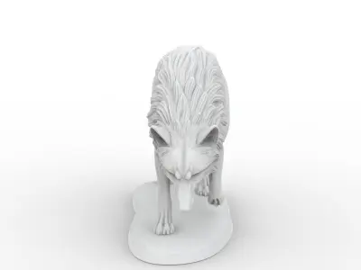 Wolf 3D Sculpture Model Walking Pose Print Model 3D print model