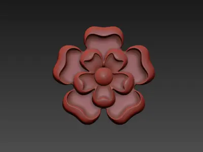 Round carved rosette flower 3D model