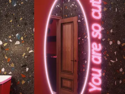 Bathroom with neon sign 3D model