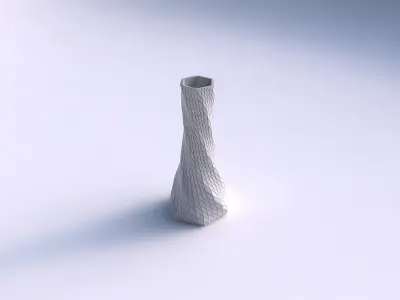 Vase twisted squeezed hexagon with diagonal grid plates 3D print model