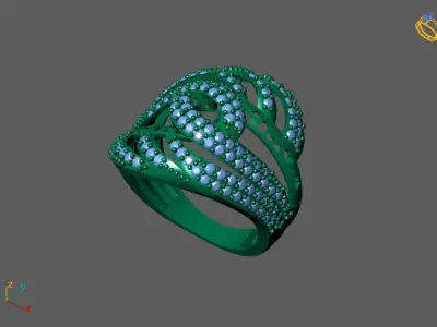 STL 3DM Women Ring Womens Ring Diamonds With Stone Model 3D print model