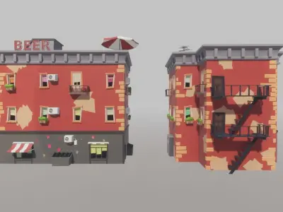 Cartoon house generator Low-poly 3D model
