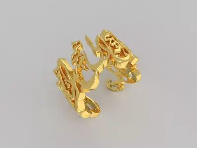 Gold ring with Nastaliq calligraphy design model gr0008 3D print model