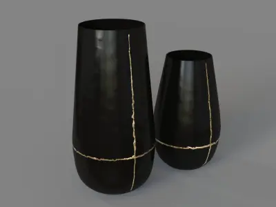 Liva Vases Set Of 2 Distressed Brown 3D model